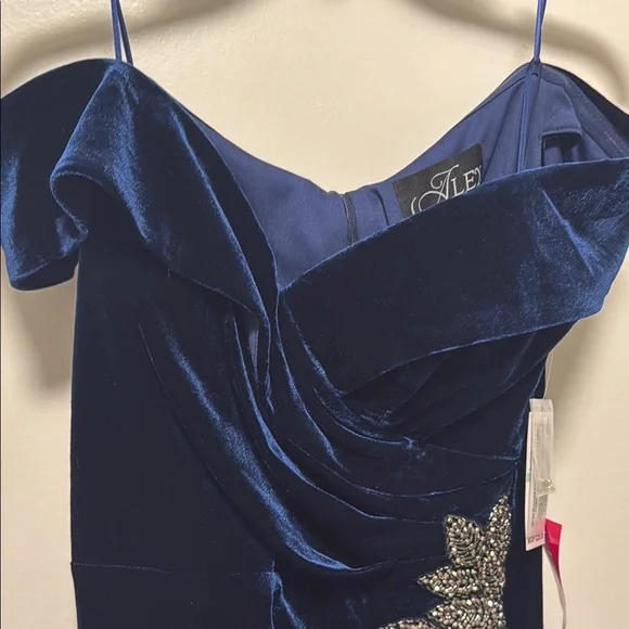 alex evenings blue velvet dress Alex Evenings Laurie Surplice Neckline Velvet Dress Imperial / 10